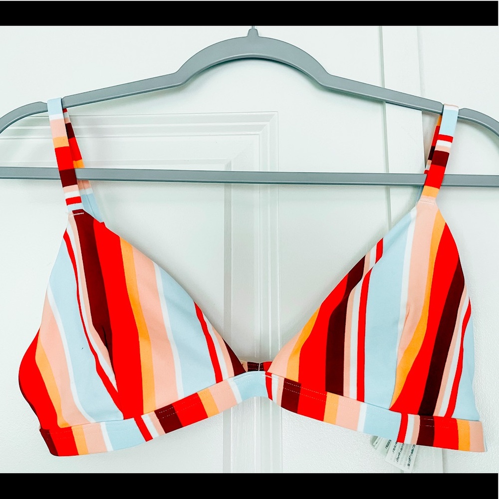 Hollister- Triangle Bikini Top- Red Stripe